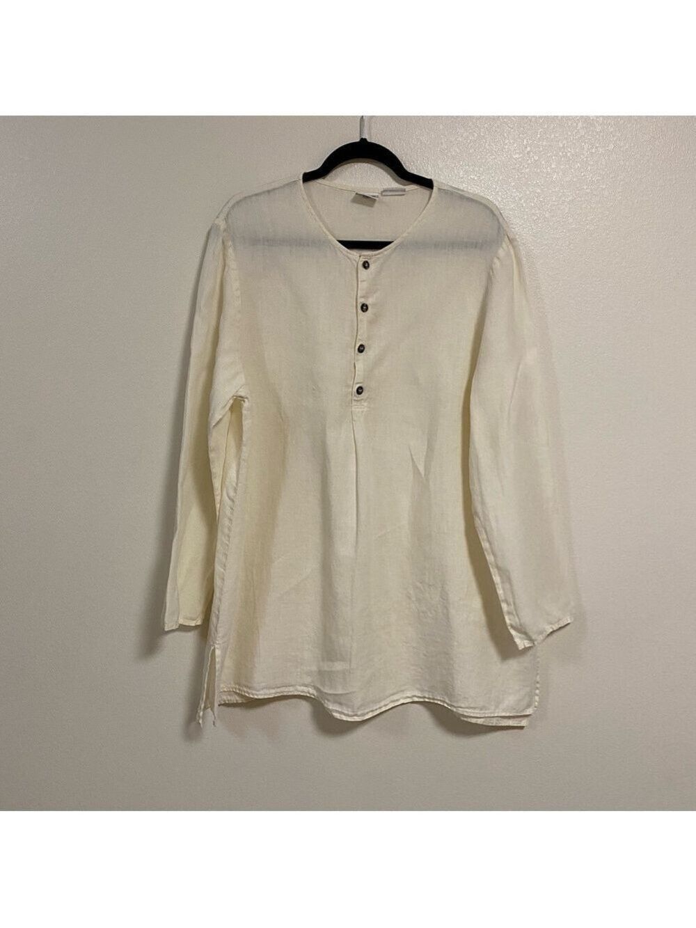 CP Shades Tunic Women’s Size Large Off White Sausalito Irish Linen Shirt FLAW